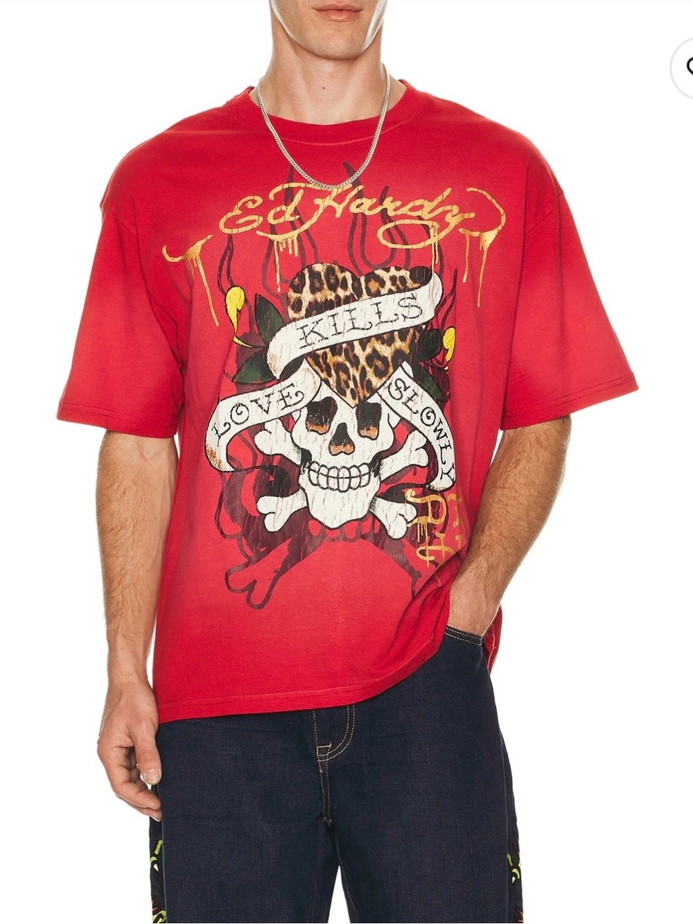 Ed Hardy Red Graphic Skull Tee